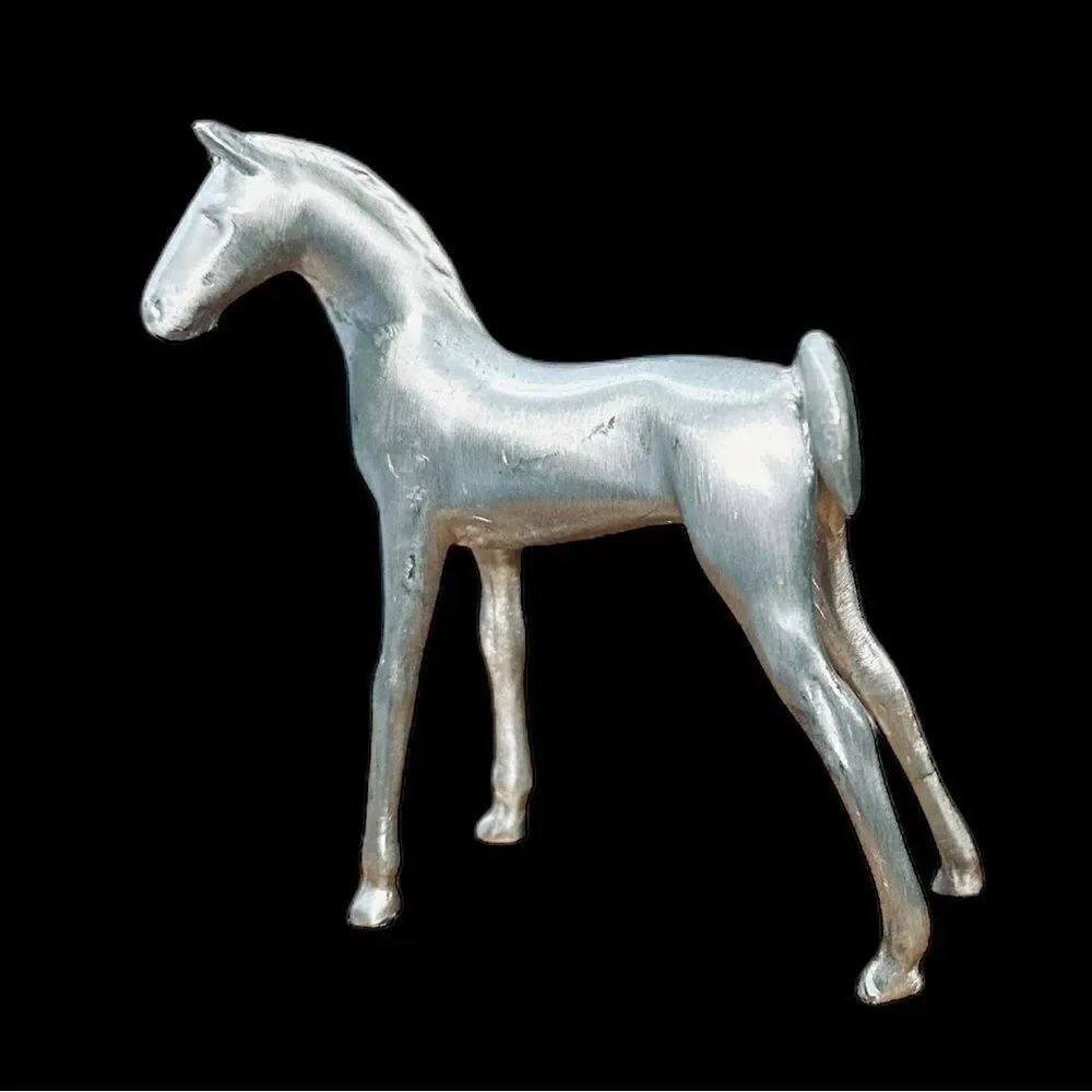Vintage Miniature Pewter Foal Horse Equestrian Figurine Collectible  3 1/4” - Picture 5 of 13